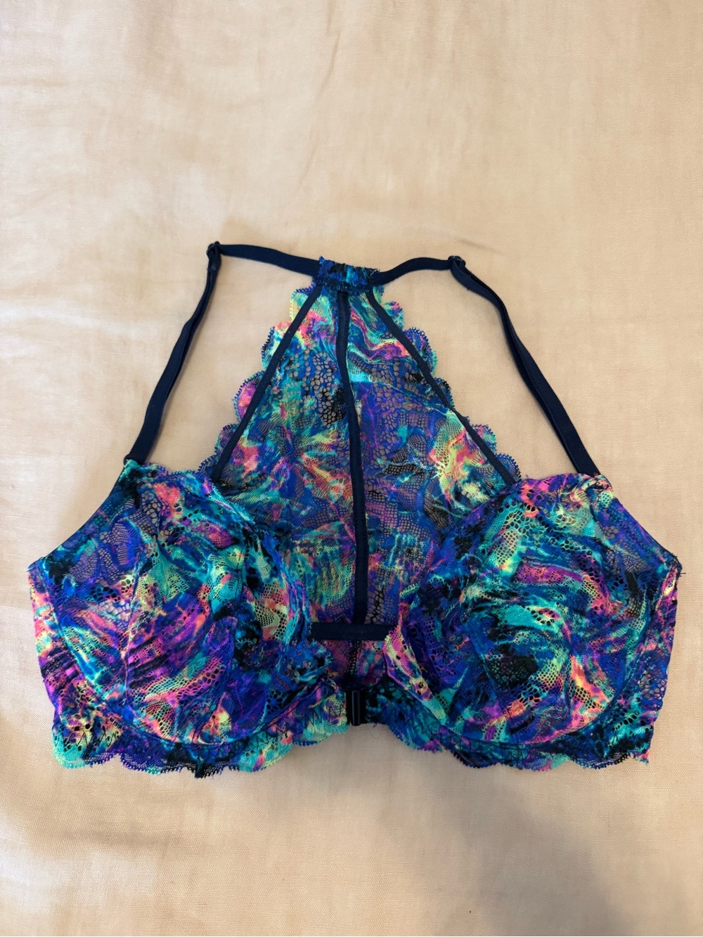 Vintage Y2K Victoria’s Secret Multicolor Lace Racerback Underwire Bra